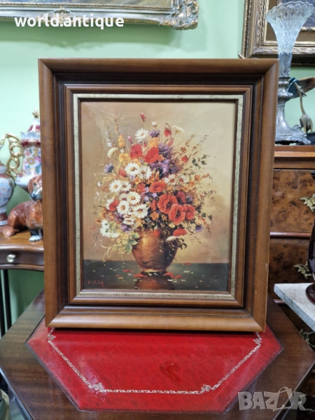 Уникална антикварна авторска картина емайл , снимка 1