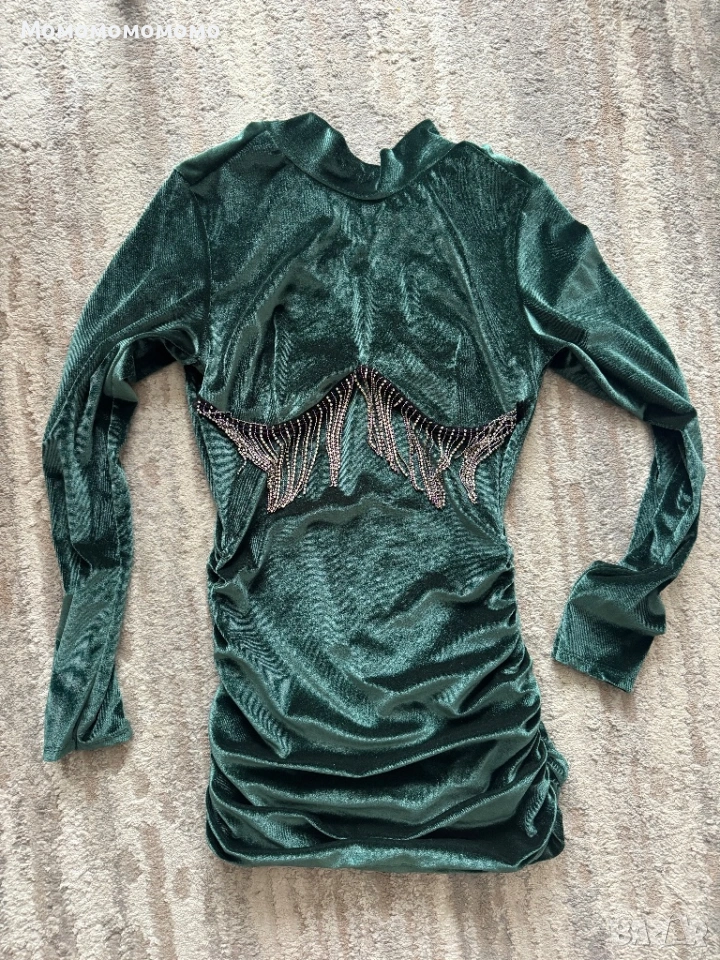 Зелена рокля с ресни, снимка 1