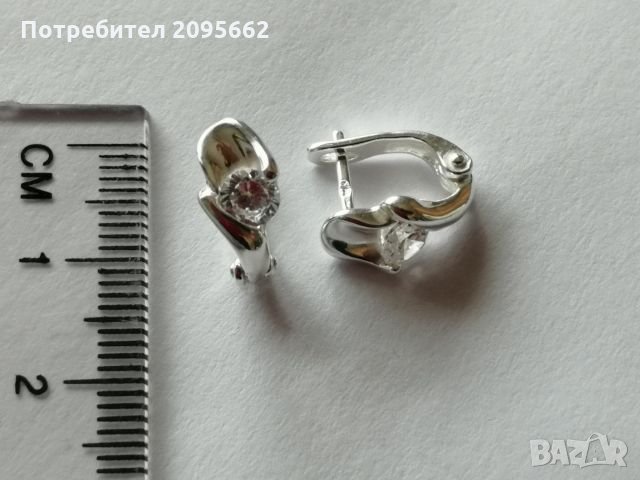 Нови сребърни обеци с камъни цирконий, снимка 1