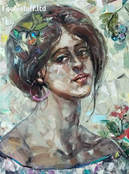 Картина "Селска мадона", худ. Данаил Цонев, 2023 г., снимка 1