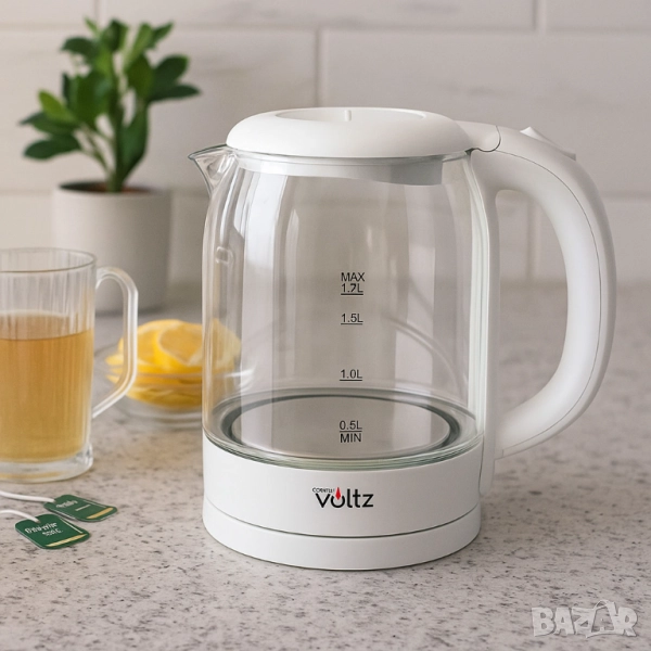 Електрическа кана Voltz, 2200W, 1.7л., Стъкло, снимка 1