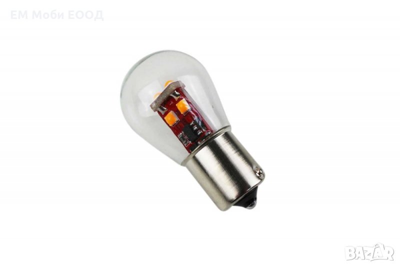 LED диодна крушка за мигач 21W, BA15S S35, Оранжева, снимка 1