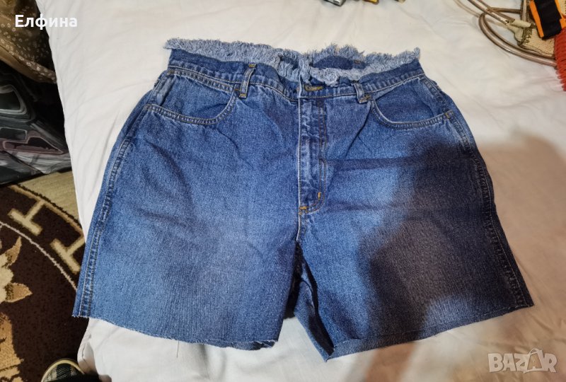 Дънкени къси панталони с рошав колан, снимка 1
