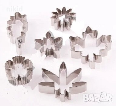 6 бр резец цвете листо листа метална форма форми за сладки тесто декор сет, снимка 1