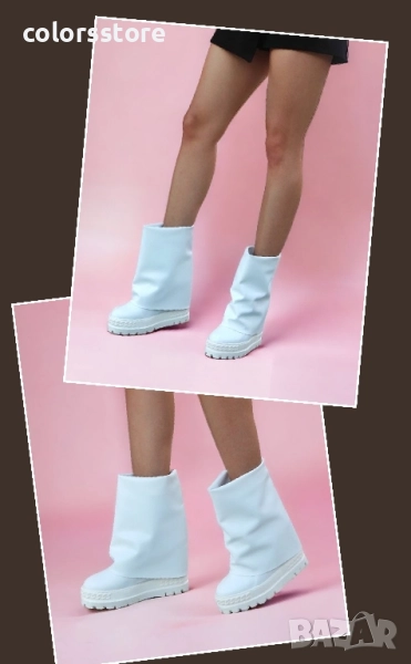 Боти на платформа - бяла кожа - BP22 , снимка 1