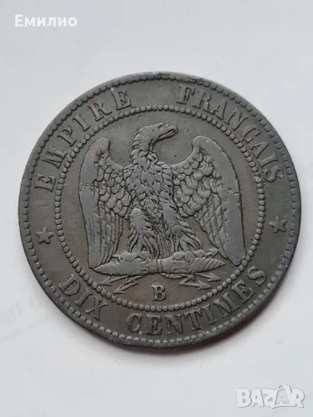 FRANCE 10 CENTIMES 1854 B- NAPOLEON 3, снимка 1