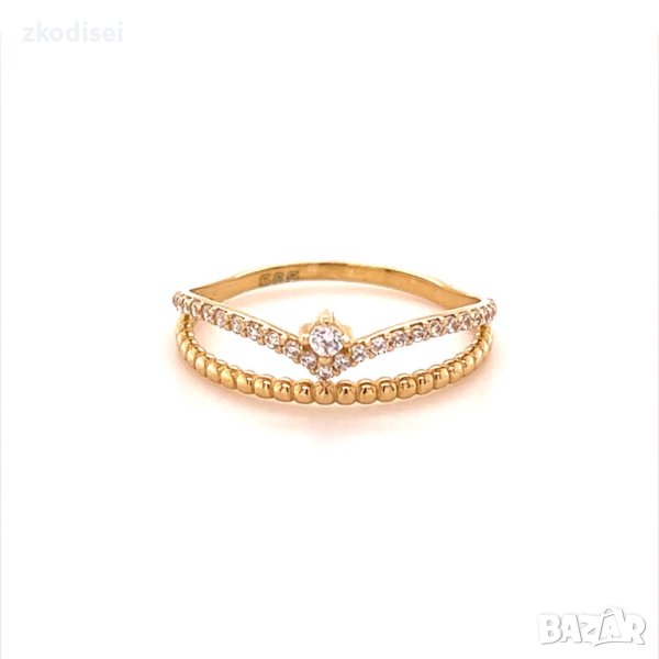 Златен дамски пръстен 1,48гр. размер:57 14кр. проба:585 модел:20199-3, снимка 1