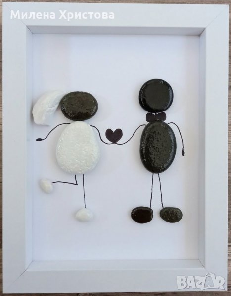 Подарък за сватба от морски камъчета , снимка 1