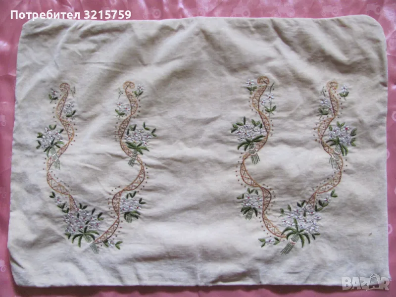 Винтидж Калъфка за възглавница,ръчна бродерия, кадифе 52х40см., снимка 1