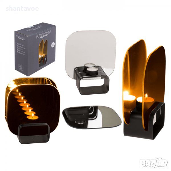 Стилен безкраен свещник - илюзия с огледала, снимка 1