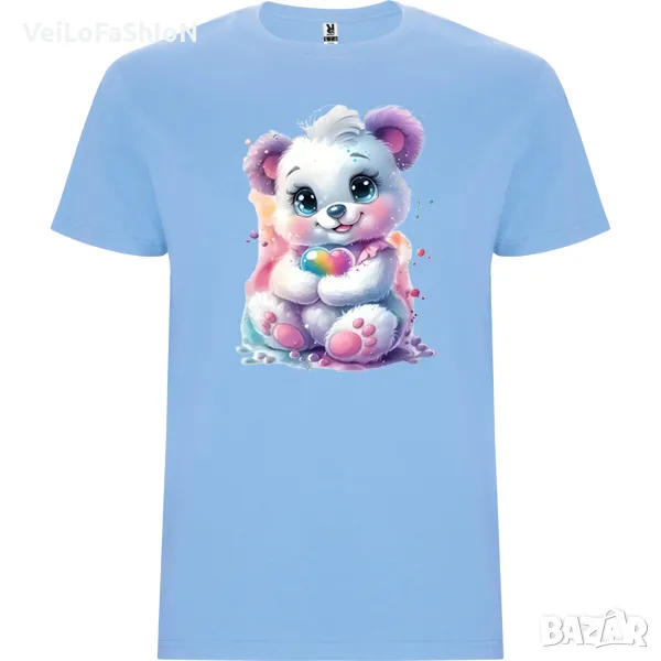 Нова сладка детска тениска с Мече със Сърце в светлосин цвят , снимка 1