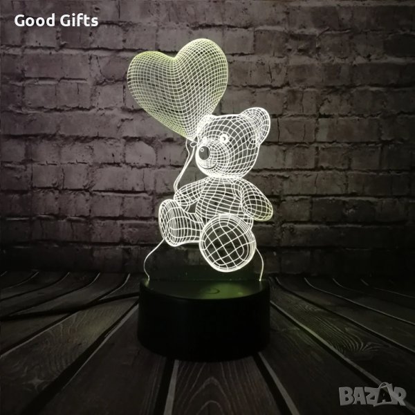 Холограмна LED лампа CREATIVE 3D Мече, снимка 1