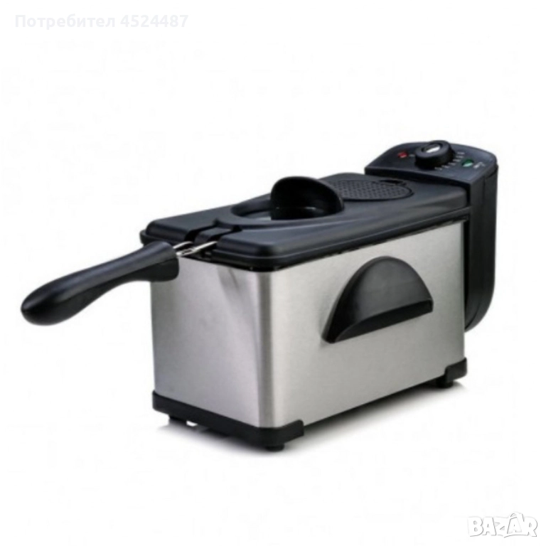 Фритюрник Voltz, 2000W, 2л./ 3л., демонтиращ се съд, капак и филтър,инокс, 2 ГОДИНИ ГАРАНЦИЯ, снимка 1