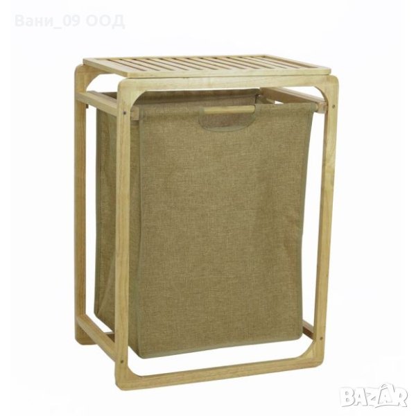 Кош за пране от дърво и текстил, снимка 1