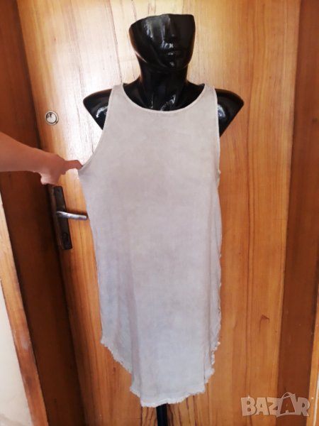 Сива широка рокля с реснички С/М, снимка 1