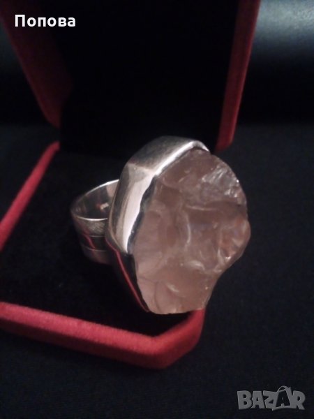 Уникати!!Огромен авторски  сребърен пръстен 26 грама с друза  розов кварц , снимка 1