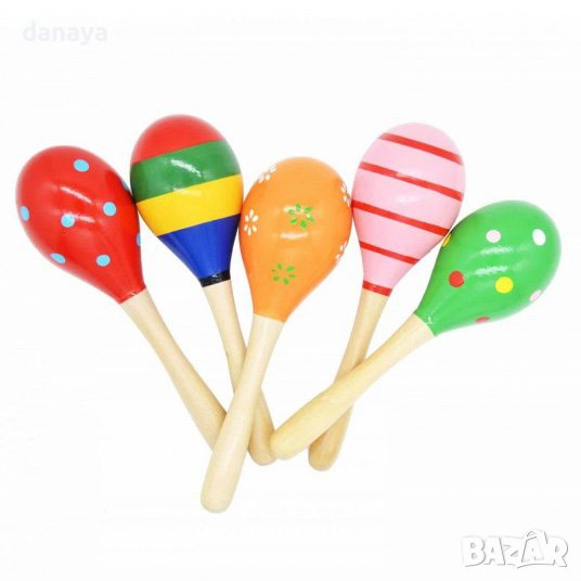 4349 Музикални инструменти за деца дървени маракаси, снимка 1