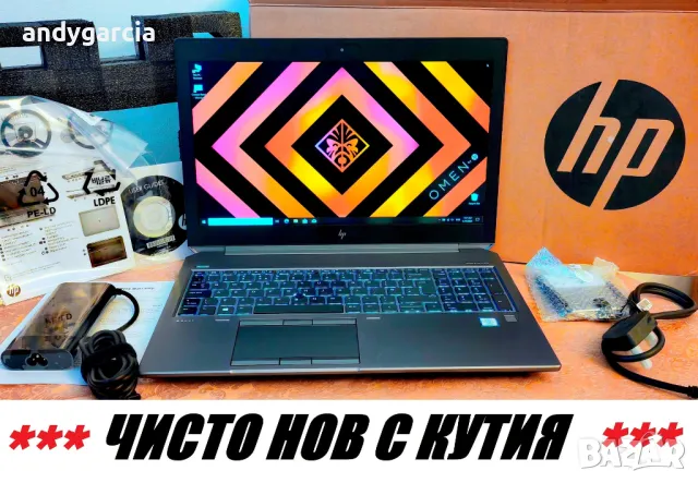  HP ZBook 15 G6/15.6 FHD IPS/Core i7-9850H/NVIDIA Quadro T2000 4GB/16GB RAM/512GB SSD NVMe/ЧИСТО НОВ, снимка 1