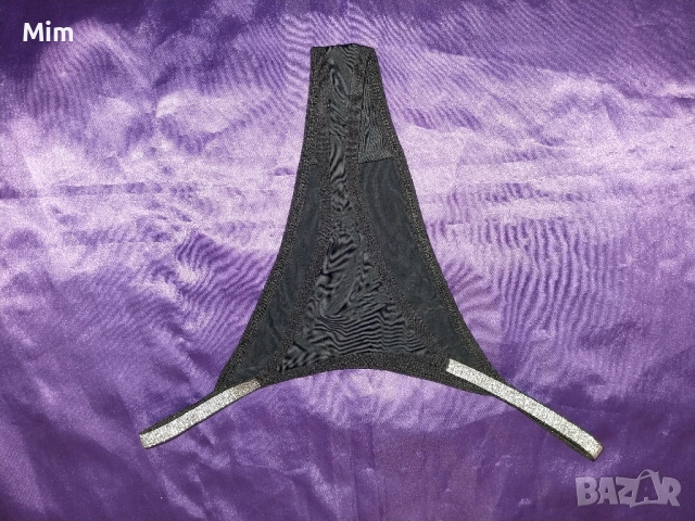 Черна еластична полупрашка със сребрист ластик в талията , снимка 3 - Бельо - 51648519