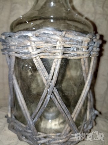 Винтидж стъклен фенер/ свещник  с ракита, снимка 2 - Антикварни и старинни предмети - 43633639