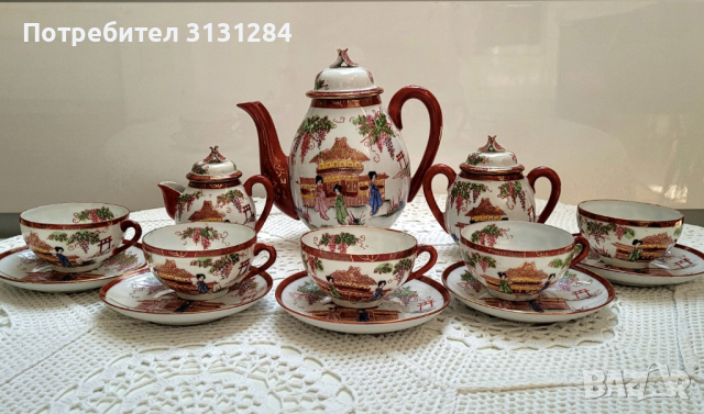 Старинен сервиз за кафе Amari Гейша литофания Япония 30-те, снимка 3 - Други ценни предмети - 44926842