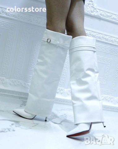 Ботуши на ток - бяла кожа - KD100