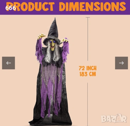 Хелоуин светеща говореща вещица, снимка 5 - Декорация за дома - 53192383