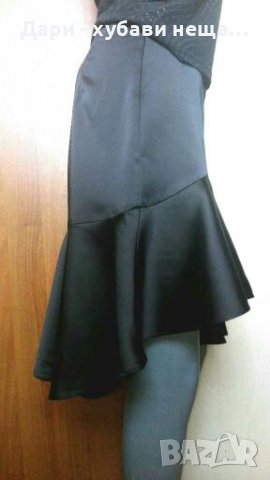 Пола с волани, на "Zara" от черен плътен сатен🍀❤S/M,M❤🍀арт.4349, снимка 3 - Поли - 37133277