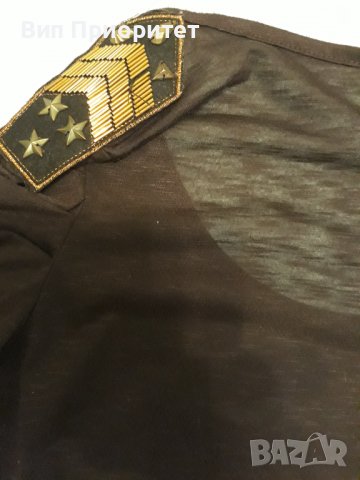 Блуза с къс ръкав биопамук-изтънен , дишащ и леко прозрачен, с пагони от ефектни златни орнаменти , снимка 13 - Тениски - 37509340