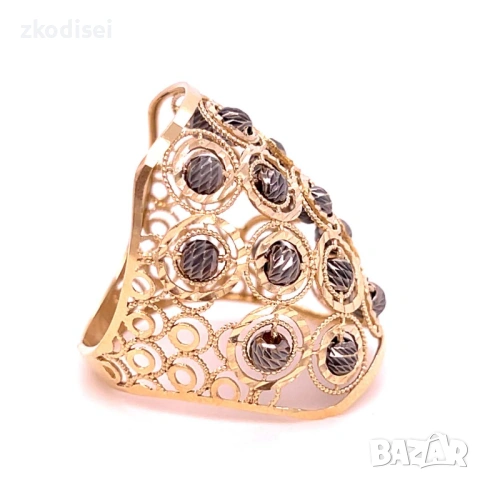 Златен дамски пръстен 3,54гр. размер:57 14кр. проба:585 модел:37051-1, снимка 3 - Пръстени - 53341158