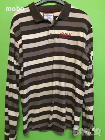 Трицветен мъжки пуловер на райета, марка Richfield,размер  „XXL „ с дълъг ръкав и яка., снимка 1