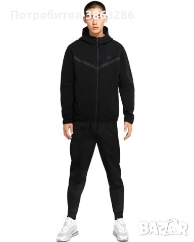 Нов мъжки черен екип Nike Tech Fleece, снимка 1 - Спортни дрехи, екипи - 43853482