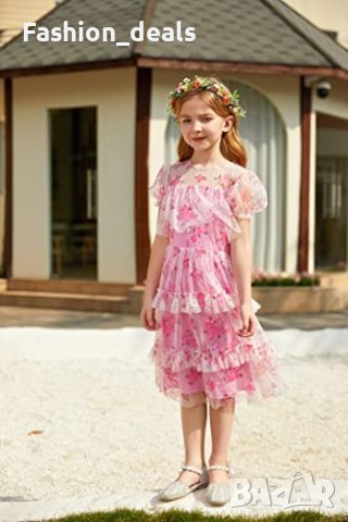 Нова Елегантна мрежеста рокля за момиче 7-8г. ежедневна на принцеса, снимка 3 - Детски рокли и поли - 40672391