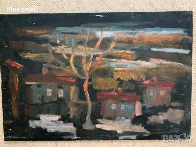 ПЕТЪР ПЕНЧЕВ масло абстракт пейзаж, снимка 2 - Картини - 53099722