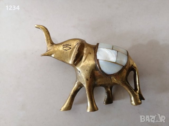 Месингово слонче h 7 см. , снимка 1