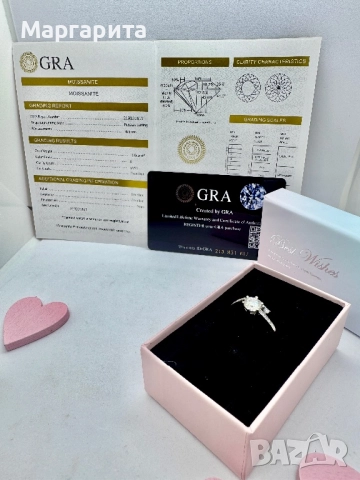 Сребърен пръстен с мойсанит (диамант) 1 карат, снимка 7 - Пръстени - 52059279