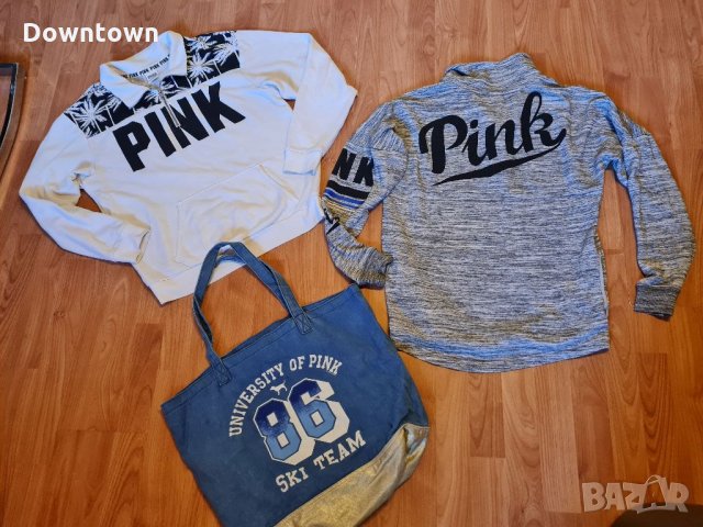 PINK by Victoria secret. 2 блузи с дълъг ръкав и чанта  PINK , снимка 1 - Блузи с дълъг ръкав и пуловери - 35608720