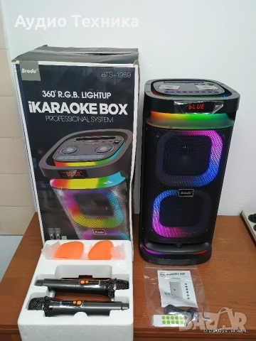 Чисто нова караоке колона. Акумулаторна, 2бр. микрофона, дистанционно. 