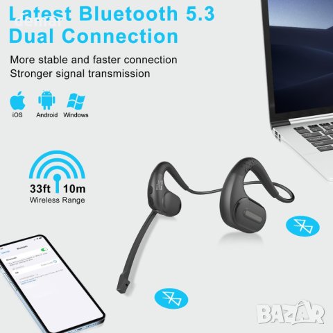 iDIGMALL Bluetooth 5.3 слушалки с магнитен подвижен микрофон, 12 часа, снимка 7 - Bluetooth слушалки - 42949766