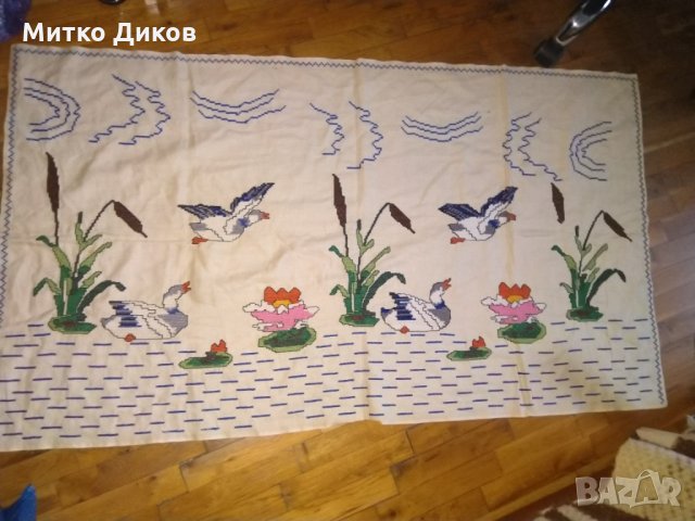 Гоблен лебеди 134х78см от соца, снимка 2 - Декорация за дома - 35569537