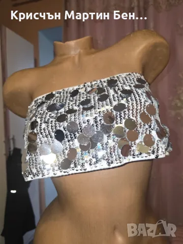 Бюстие с пайети с цип, снимка 2 - Корсети, бюстиета, топове - 49715049