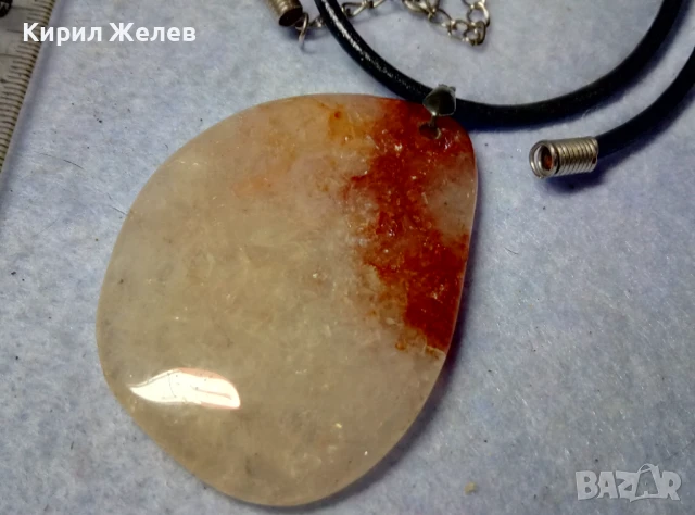РАЗКОШНО ВИНТИДЖ АРТ КОЛИЕ с МЕДАЛЬОН от ПОЛИРАН КВАРЦ ХЕНД-МЕЙД БИЖУ 11833, снимка 4 - Колиета, медальони, синджири - 51360689