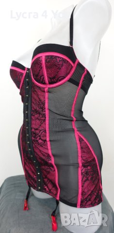 Censored 70/75A еротична нощничка с жартиери в розово и черно, снимка 6 - Бельо - 40385488