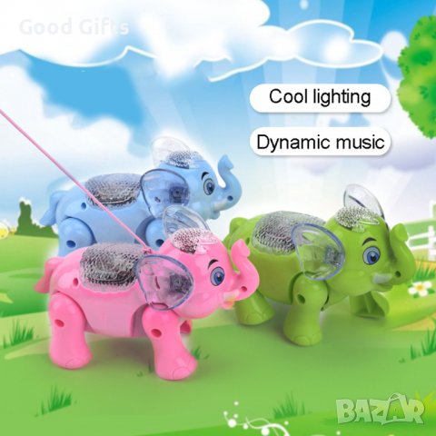 Забавен разхождащ се слон с музика и светлина
