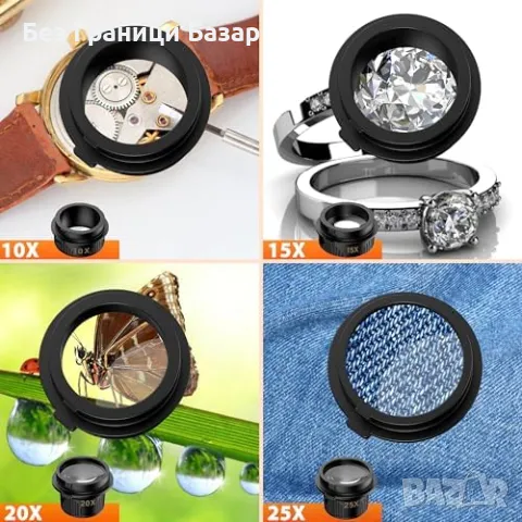 Нов Комплект увеличителни очила с LED и 9 пинсети за ремонт и бижута, снимка 7 - Други стоки за дома - 48017105