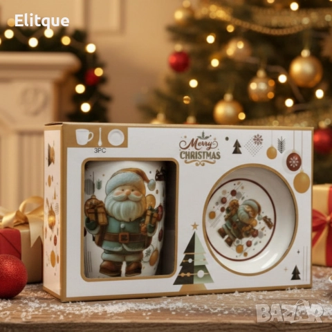 Коледна керамична чаша с капак и лъжица – уют за всяка сутри, снимка 4 - Декорация за дома - 52571947