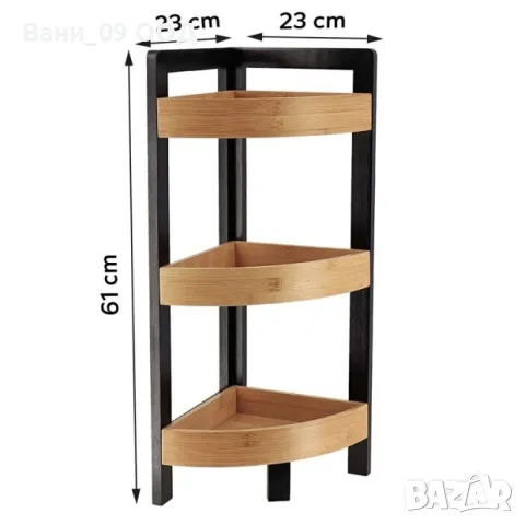 Бамбукова ъглова етажерка за баня , снимка 3 - Етажерки - 47507027