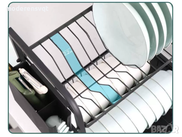 Сушилник за чинии на 2 нива с улей за мивка черен, снимка 7 - Сушилници - 51923998