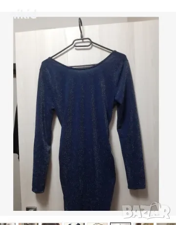 Дамска Черна елегантна рокля по тялото с гол гръб дълги ръкави брокат, снимка 7 - Рокли - 48090572