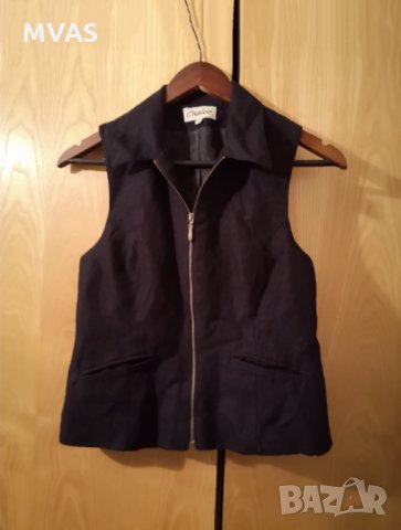 Нов черен ленен елек на цип XS 34 размер, снимка 1